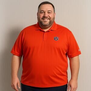 Under Armour AU Auburn Tigers Polo Shirt Men’s XL Orange Performance Golf Shirt